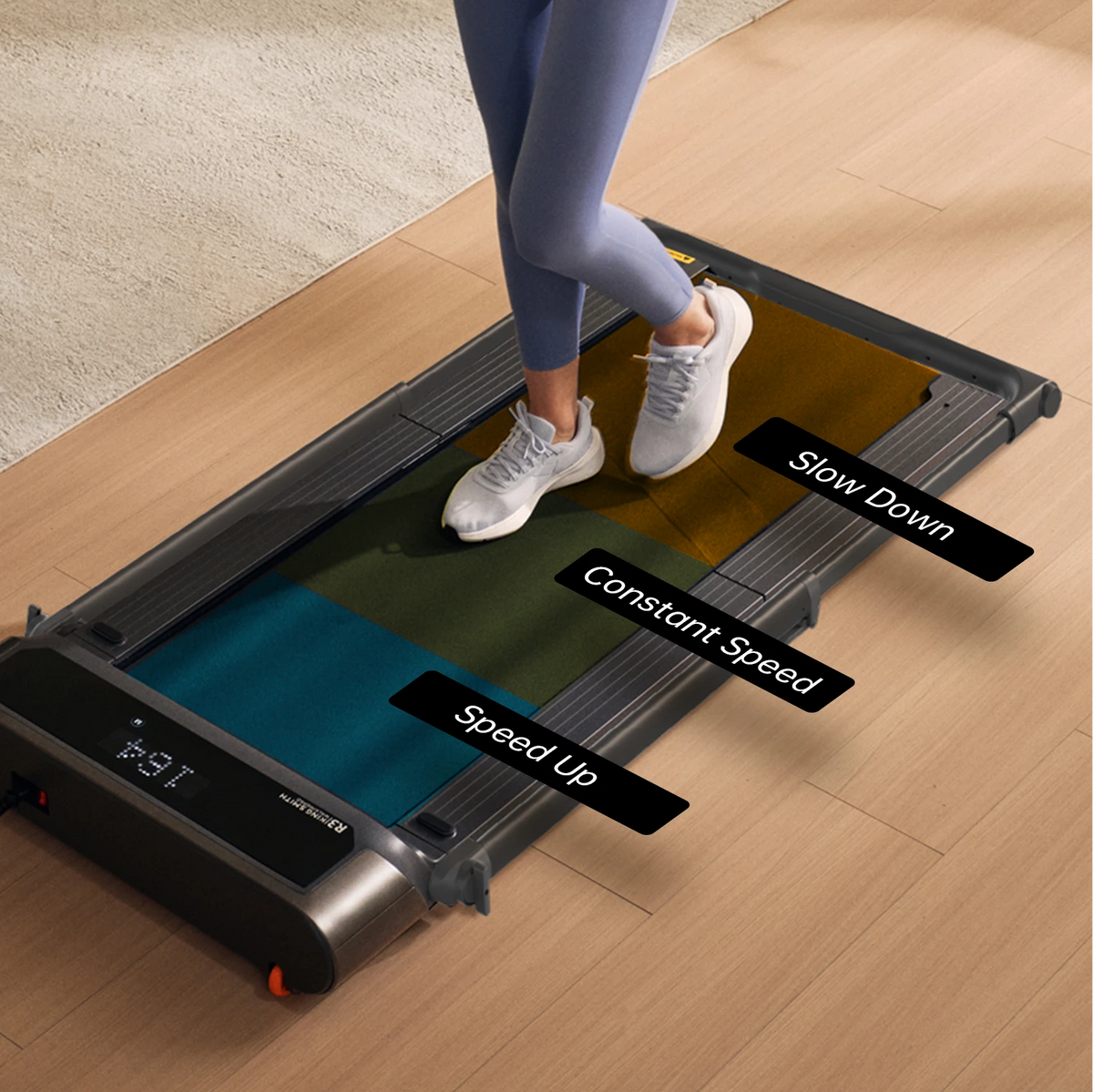 WalkingPad R3 Hybrid treadmill foot control for easy speed adjustment during workouts