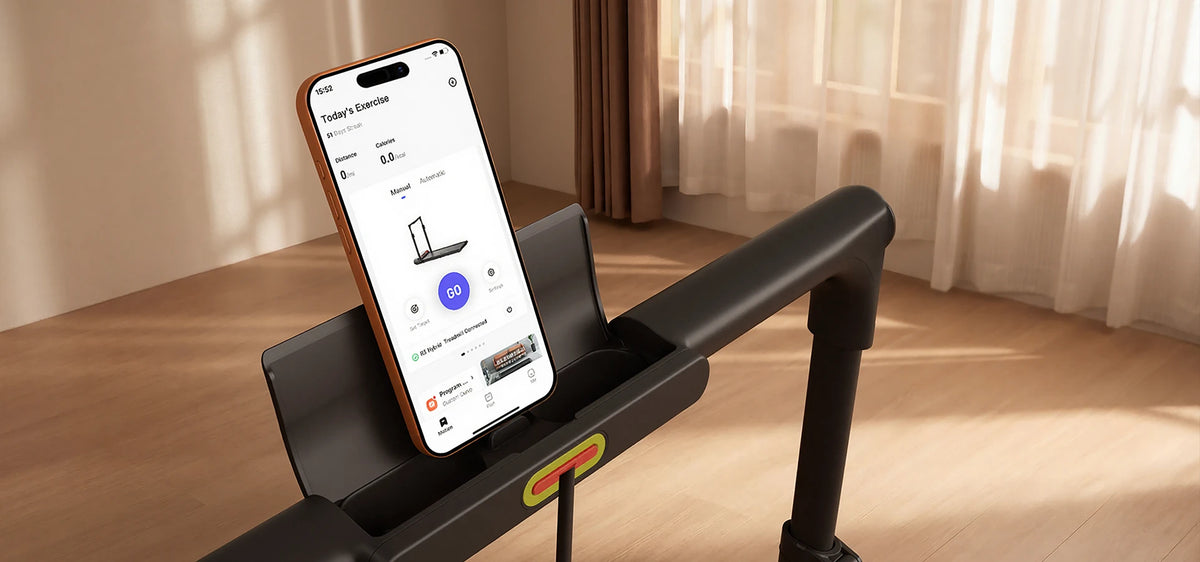 WalkingPad R3 Hybrid treadmill phone holder for entertainment while walking