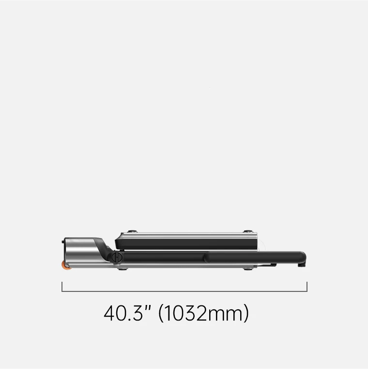 WalkingPad R3 Hybrid Plus treadmill side view dimensions in unfolded position showing full length