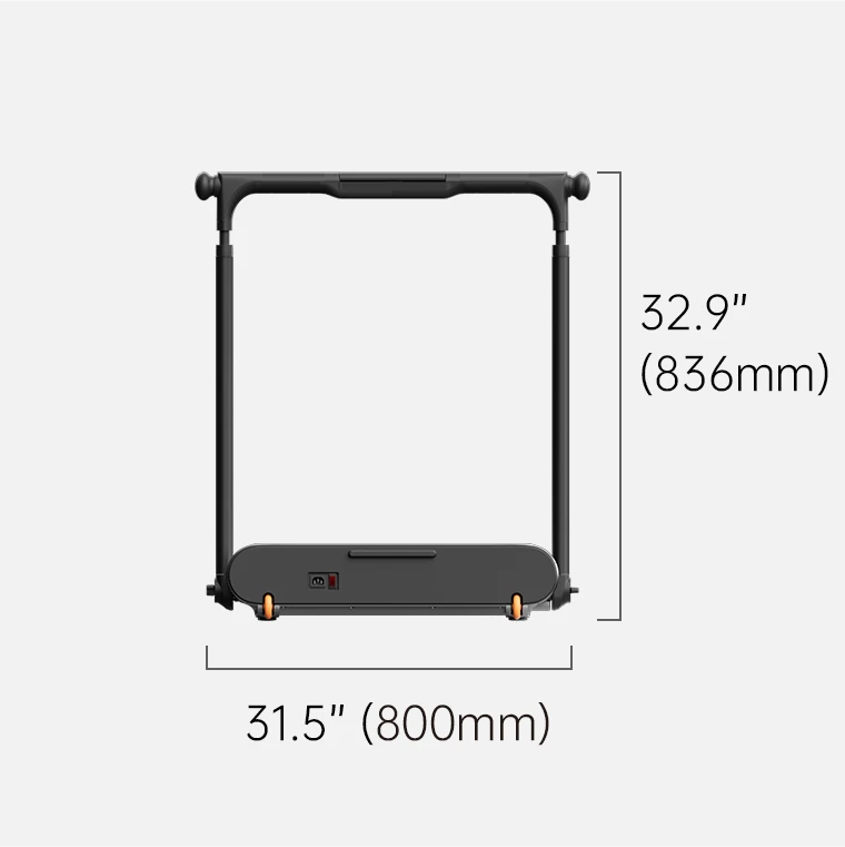 WalkingPad R3 Hybrid Plus treadmill front view dimensions showing width and height measurement