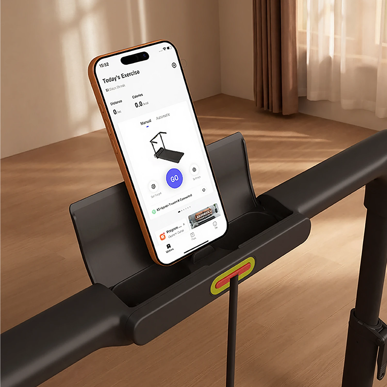 WalkingPad R3 Hybrid Plus treadmill phone holder for entertainment while walking