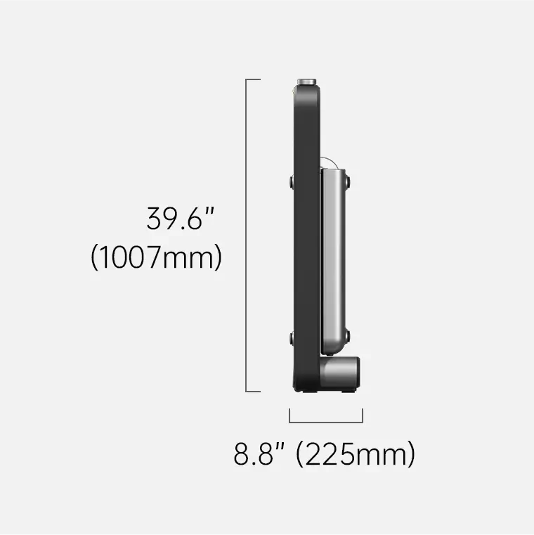 Folded thickness dimensions of the WalkingPad X21 treadmill for compact storage