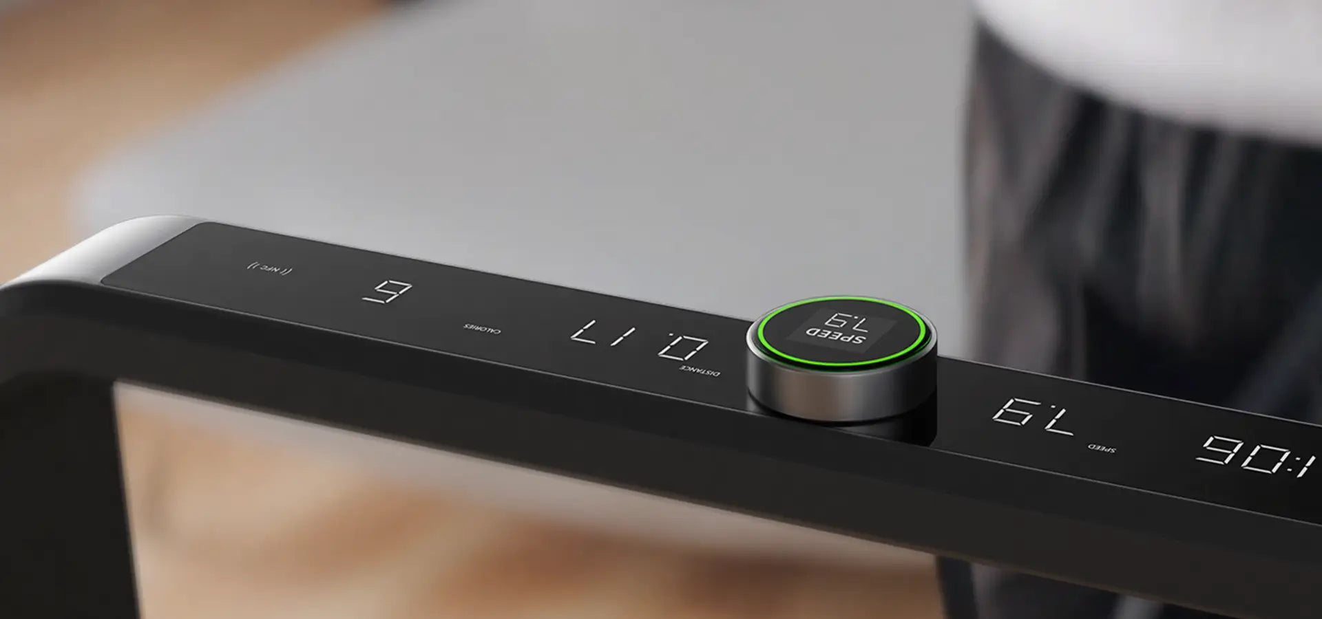 LED console display on the WalkingPad X21 treadmill showing workout metrics and progress