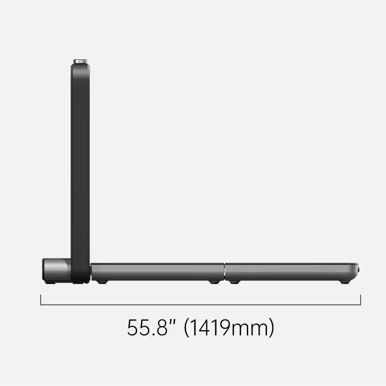 Side view length dimensions of the WalkingPad X21 treadmill
