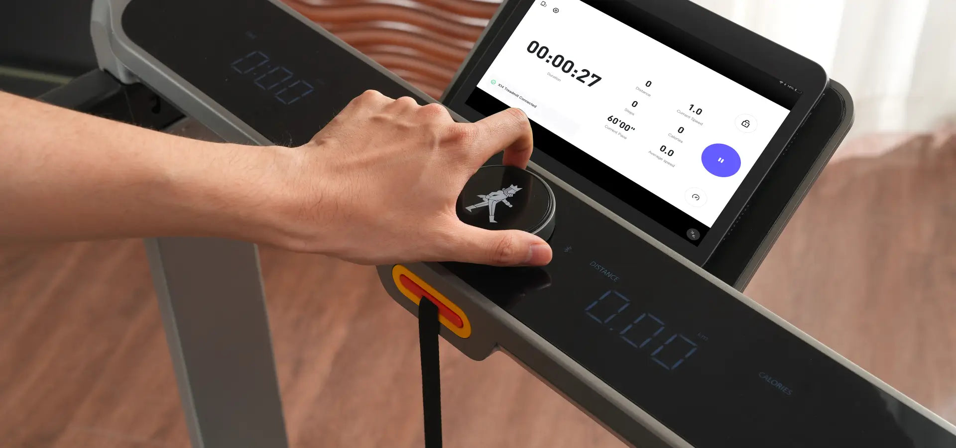 Speed dial control on the WalkingPad X214 treadmill for quick and precise speed adjustment
