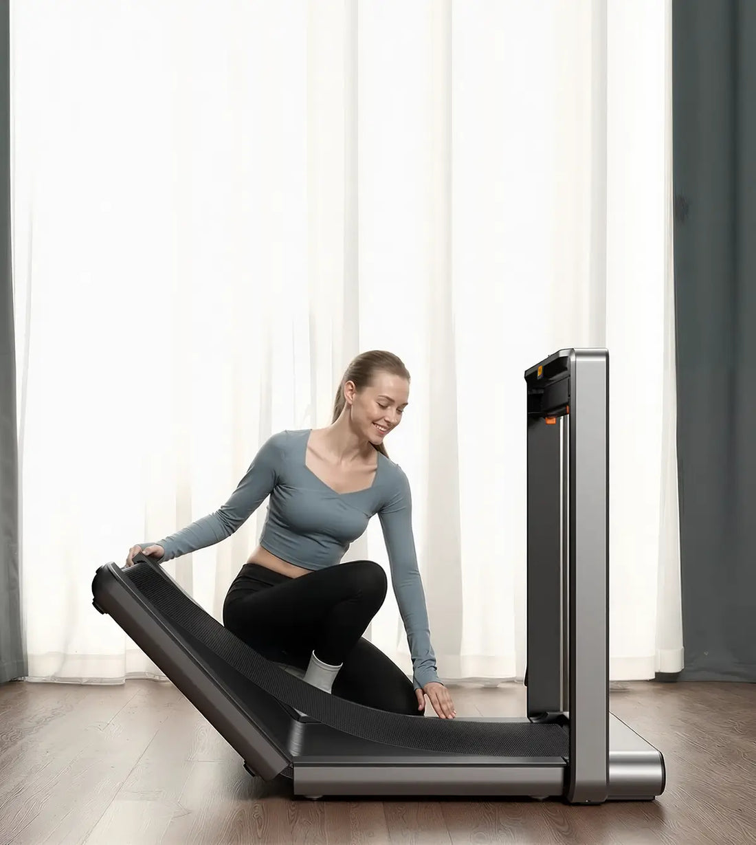 WalkingPad X214 vertical fold treadmill design showing easy folding mechanism