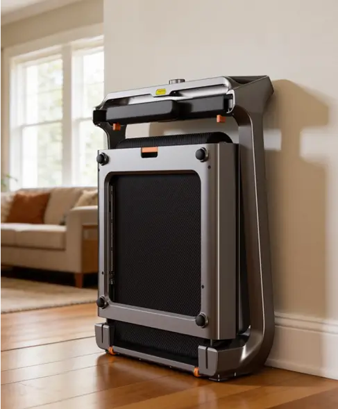WalkingPad X218 treadmill folded upright for space saving storage