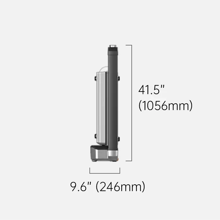 WalkingPad X25 treadmill folded dimensions showing compact vertical storage height
