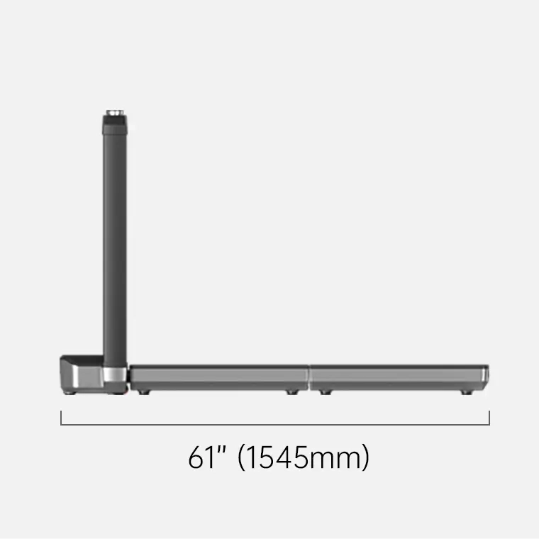 WalkingPad X25  treadmill side view dimensions showing length of 61 inches
