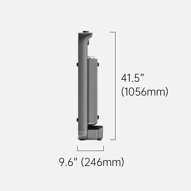 WalkingPad X25 plus treadmill folded dimensions showing compact vertical storage height