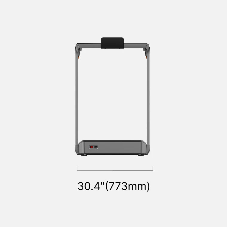 WalkingPad X25 plus treadmill front view dimensions showing width of 30.4 inches
