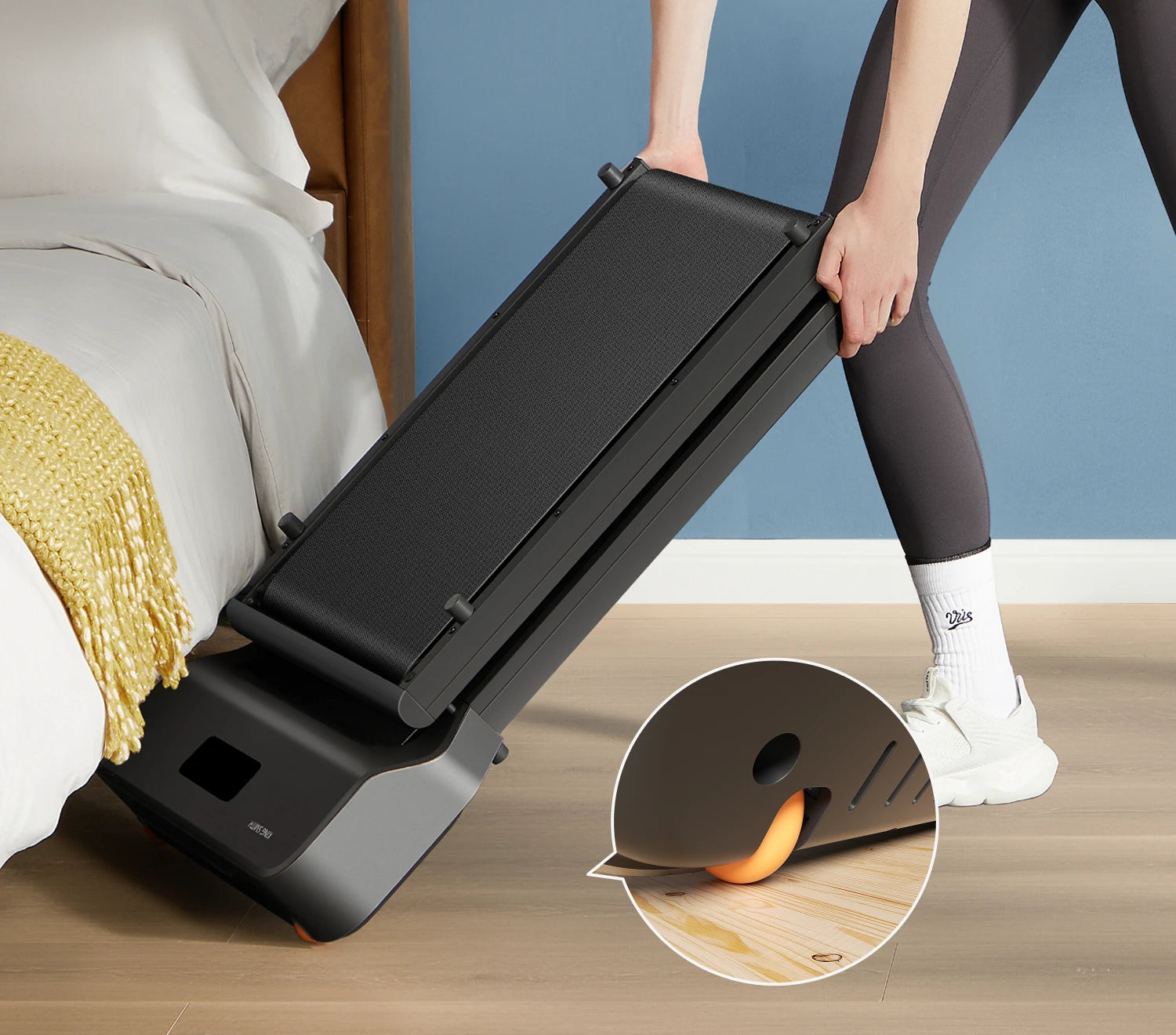 WalkingPad Z1 walking pad with built-in wheels for easy movement and storage
