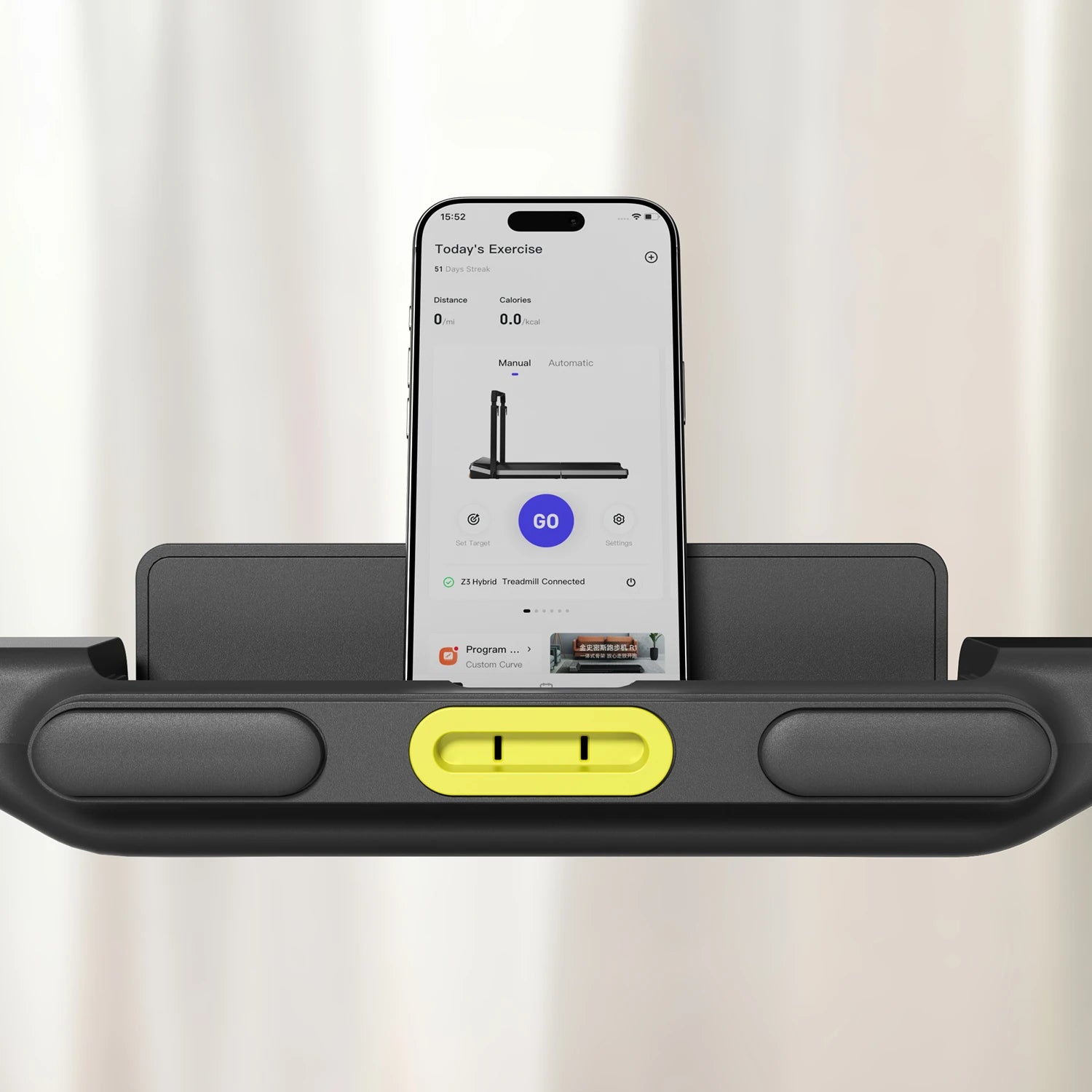 WalkingPad Z3 Hybrid treadmill phone holder with storage for convenient access during workouts