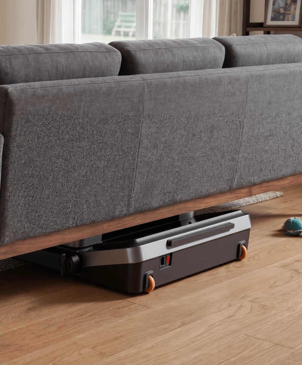 WalkingPad Z3 Hybrid Plus treadmill stored under a bed to save space in a small home