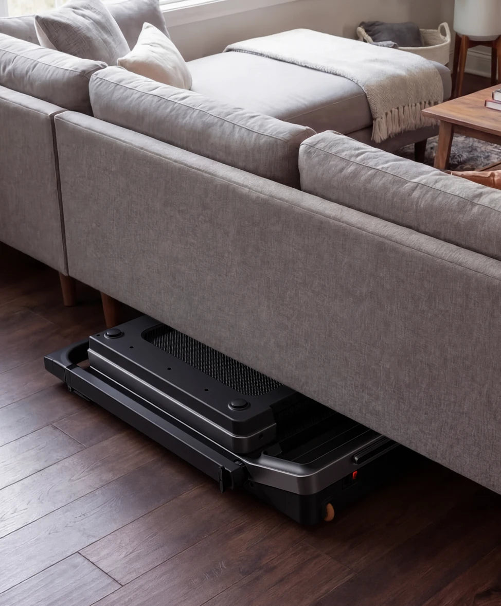 WalkingPad Z3 Hybrid treadmill stored under a bed to save space in a small home