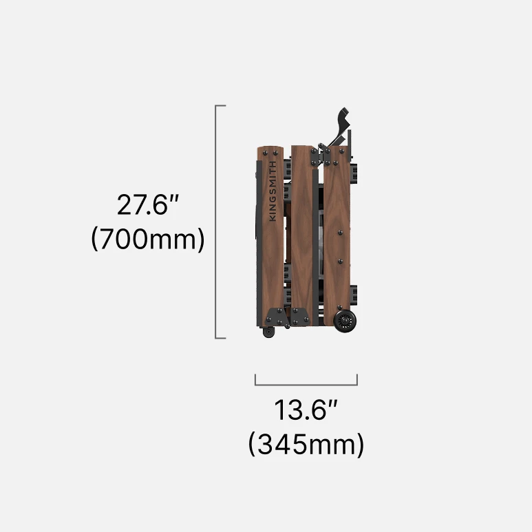 rowing machine front view dimensions width compact footprint