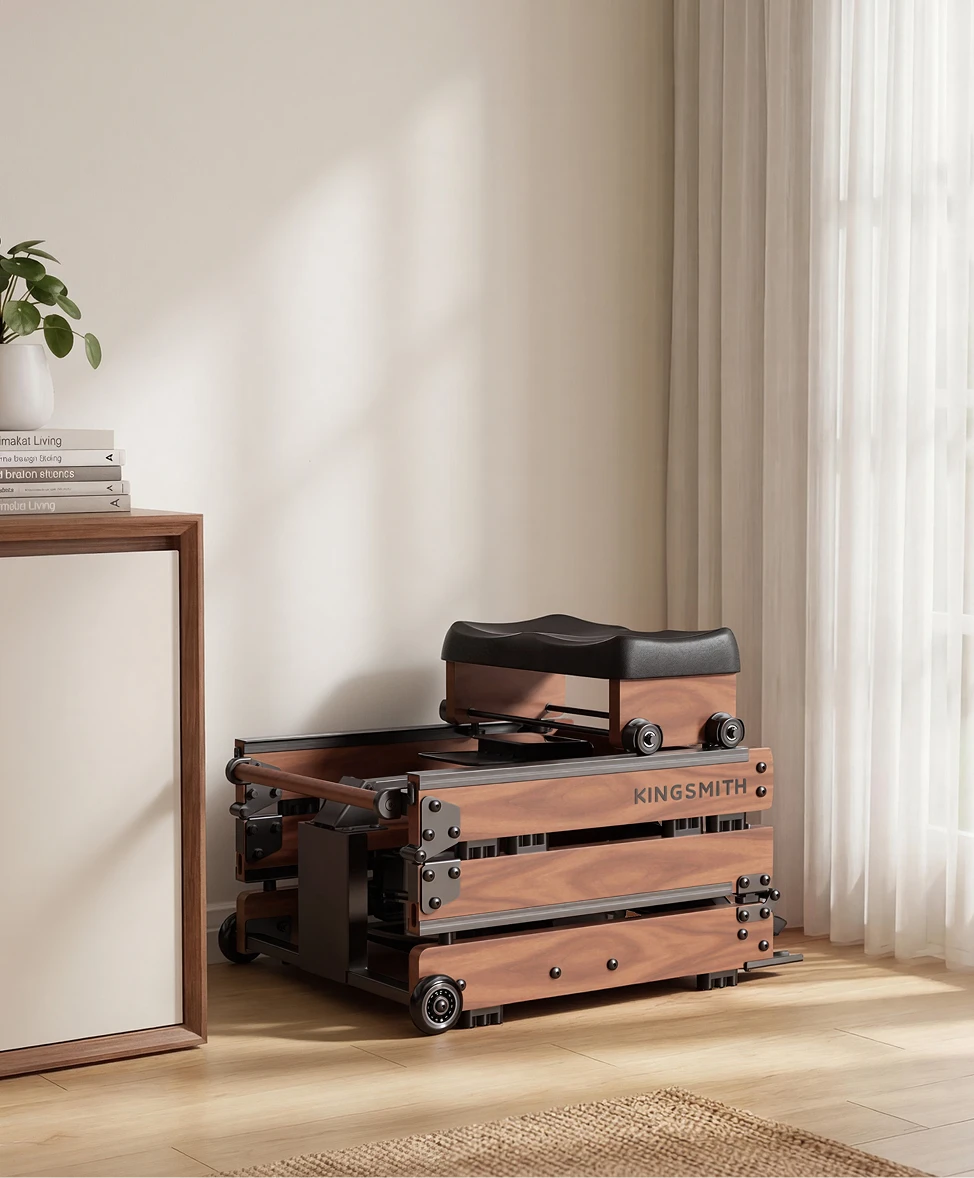 foldable rowing machine compact storage shelf home organization