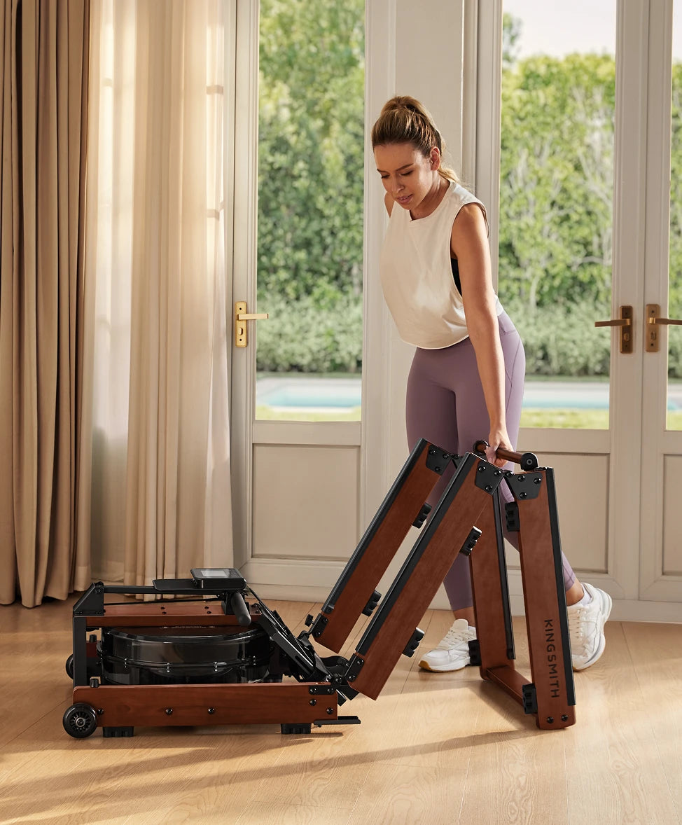 tri fold rowing machine moving with wheels indoor mobility