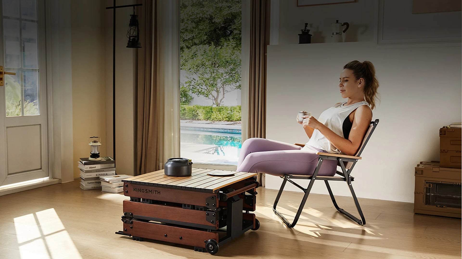 rower converts into side table home furniture integration